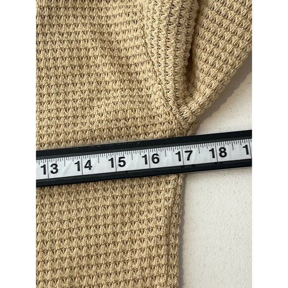 Derek Heart Top Womens Small Cardigan Button Down Waffle Knit Tan Brown Casual - Picture 12 of 15